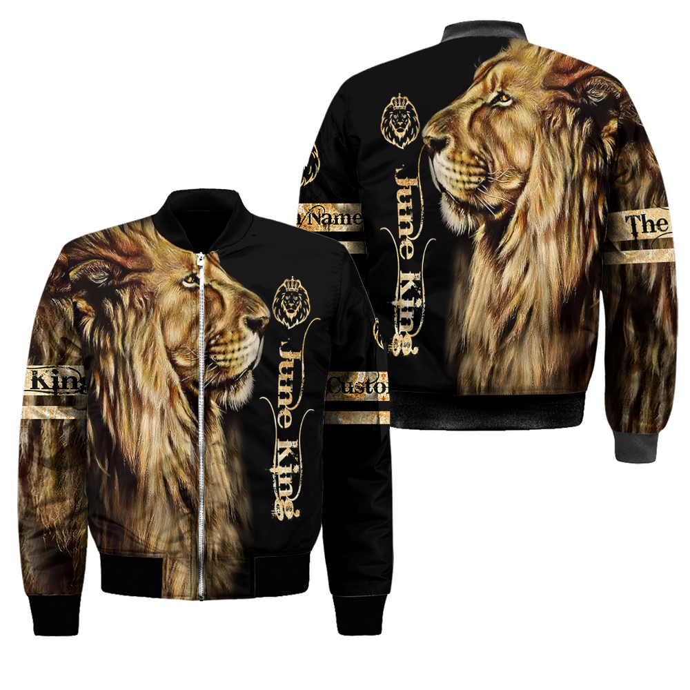 Custom Name June King Lion  3D All Over Printed Unisex Shirts