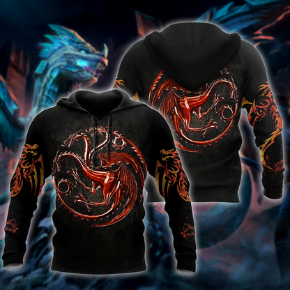 Premium Unisex All Over Printed Red Dragon Tatoo Shirts MEI