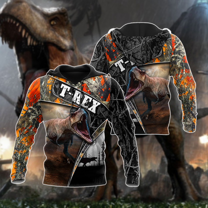 Dinosaur T-rex orange camo 3D all over printed shirts