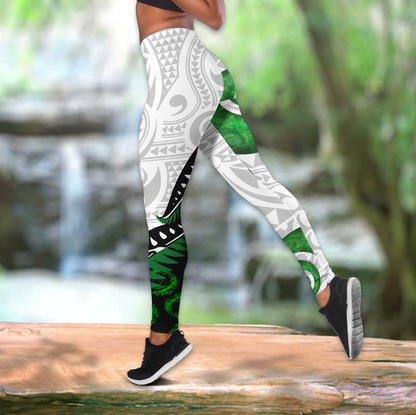 Maori pounamu jade tank top & leggings outfit for women