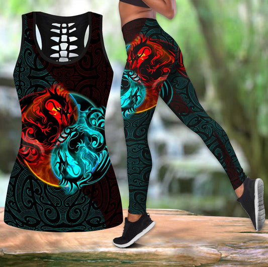 Dragon Yin&Yang Art 3D Over Printed Legging & Tank top-ML