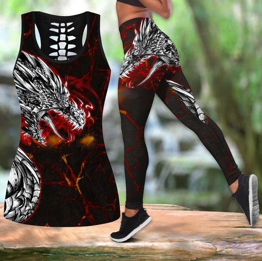 Dragon Lava Art 3D Over Printed Legging & Tank top-ML