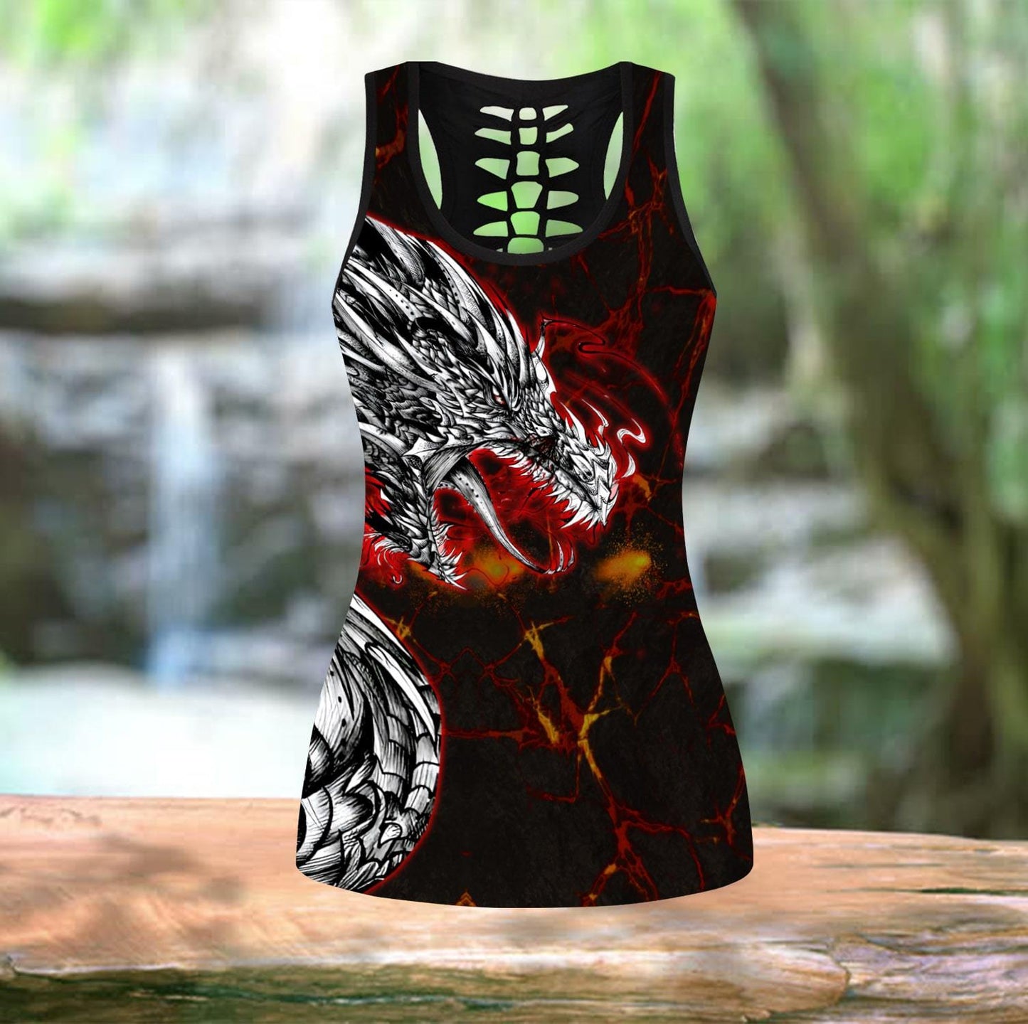 Dragon Lava Art 3D Over Printed Legging & Tank top-ML