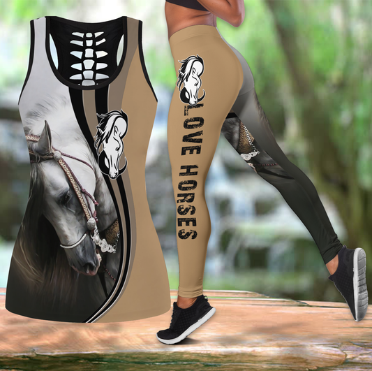 Love Horse Combo Tank + Legging JJ240403 - Amaze Style™-Apparel
