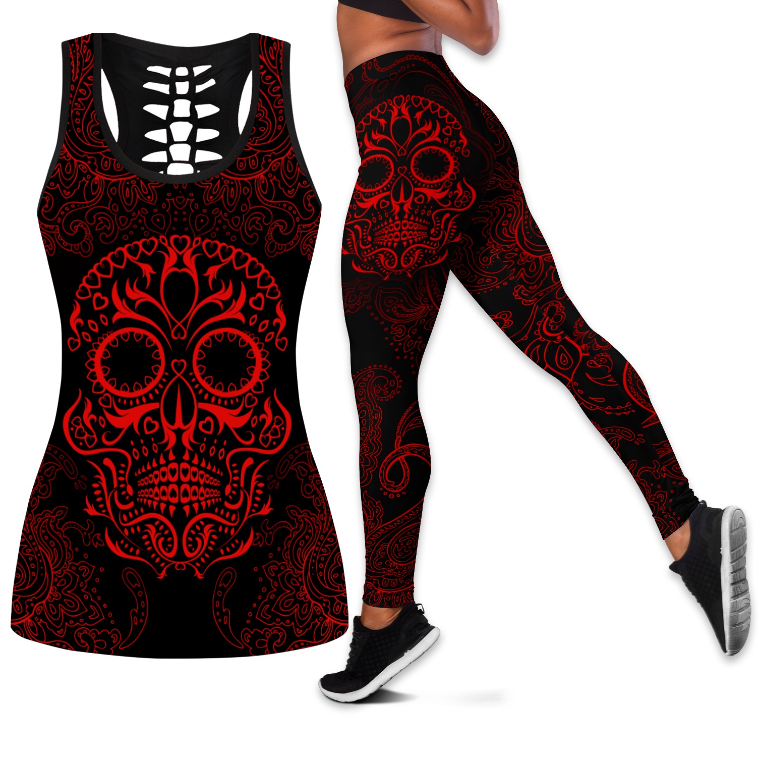 Love Skull tanktop & legging outfit for women Pi130503 - Amaze Style™-Apparel