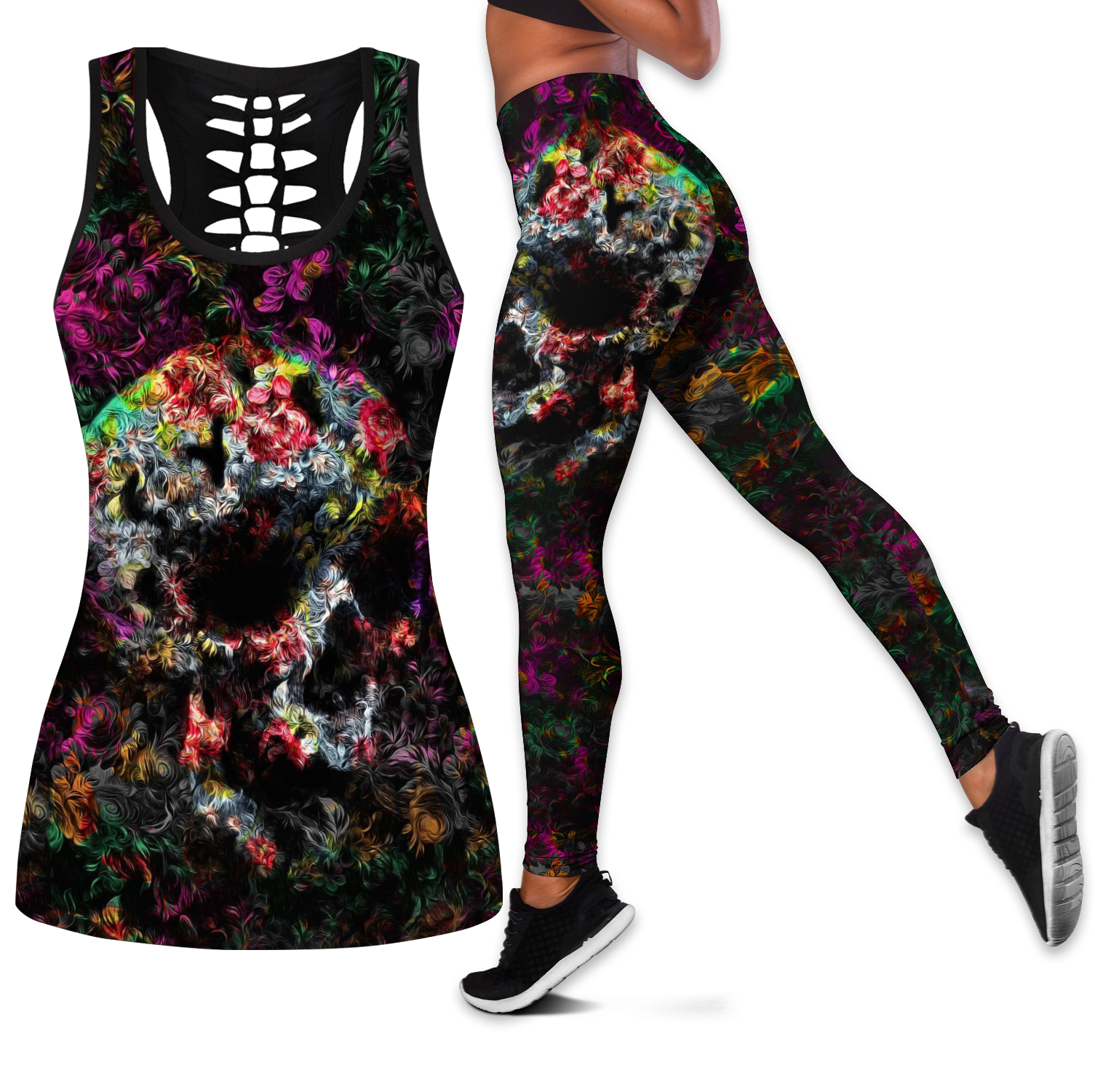 Love Skull tanktop & legging outfit for women Pi130501 - Amaze Style™-Apparel