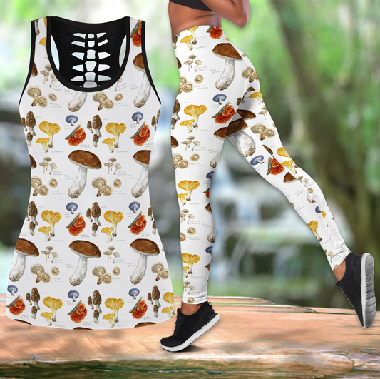 Mushroom Combo Tank Hollow + Legging JJ300306 - Amaze Style™-Apparel