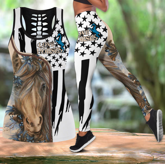 Love Horse Combo Tank + Legging JJ240401 - Amaze Style™-Apparel