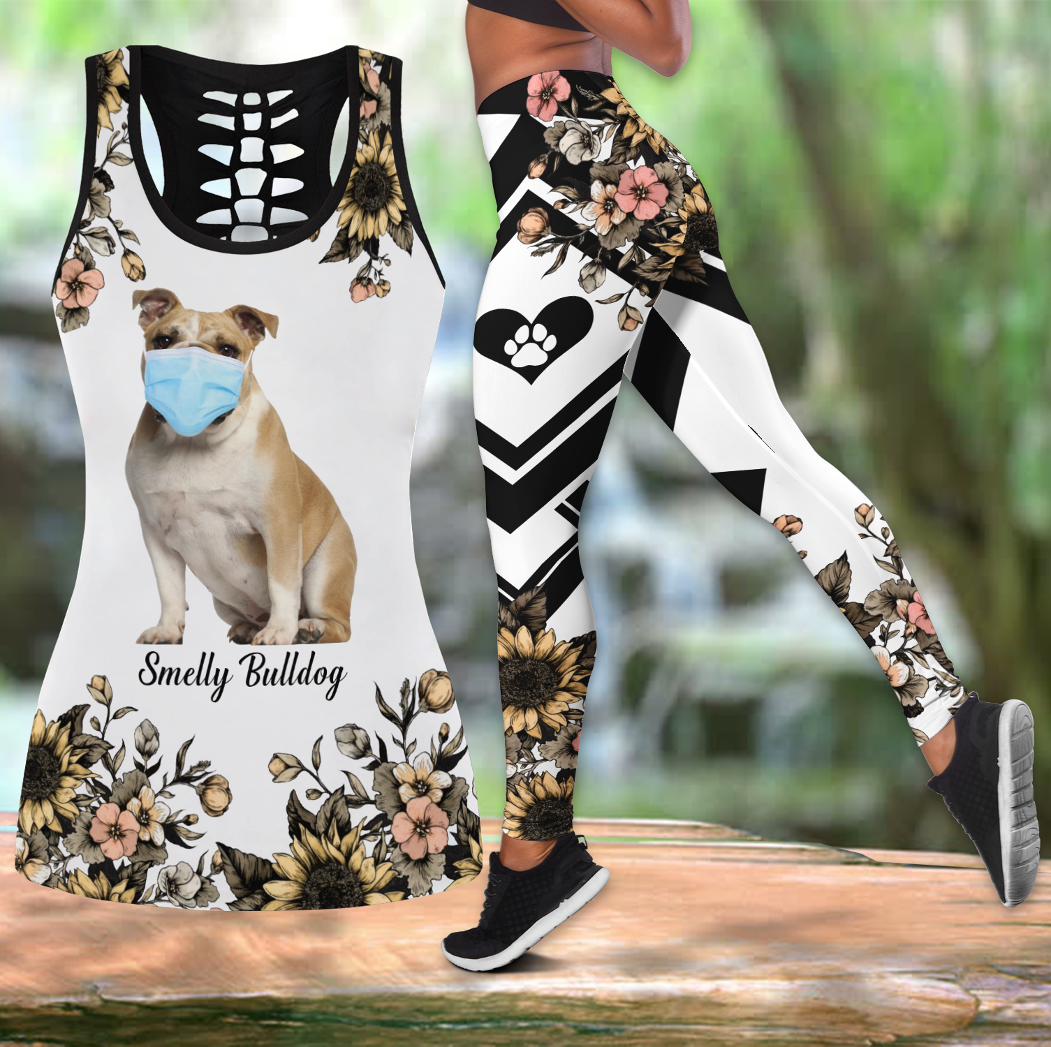 Smelly Bulldog Combo Tank top Legging Outfit for women PL280305 - Amaze Style™-Apparel