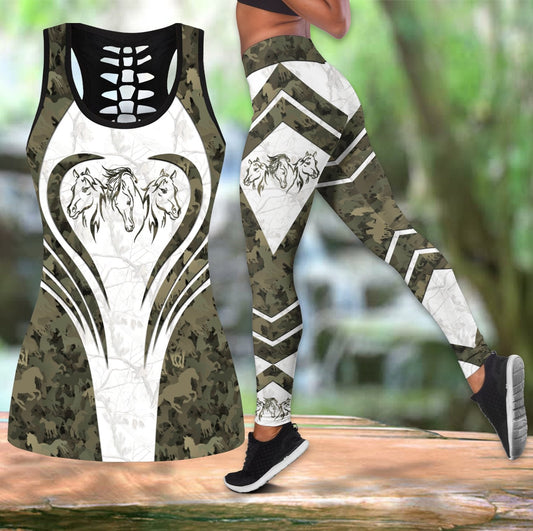 Horse Camo Pattern Combo Tank + Legging Pi300401 - Amaze Style™-Apparel