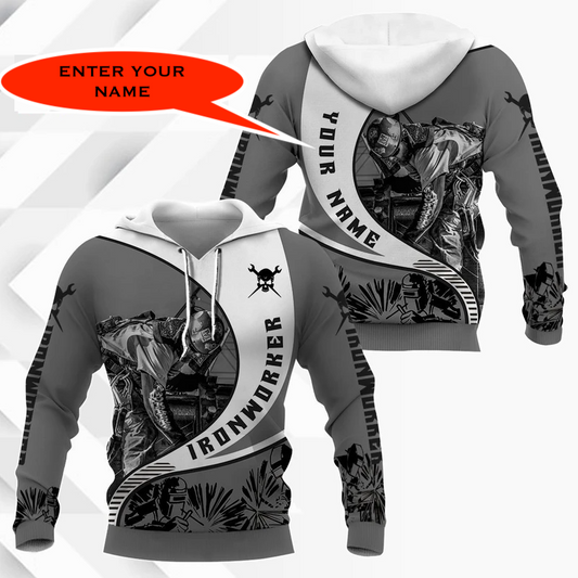 Premium 3D Print Personalized Grey Ironworker Shirts MEI