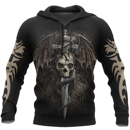 3D Tattoo and Dungeon Dragon Hoodie T Shirt For Men and Women NM050919-Apparel-NM-Hoodie-S-Vibe Cosy™