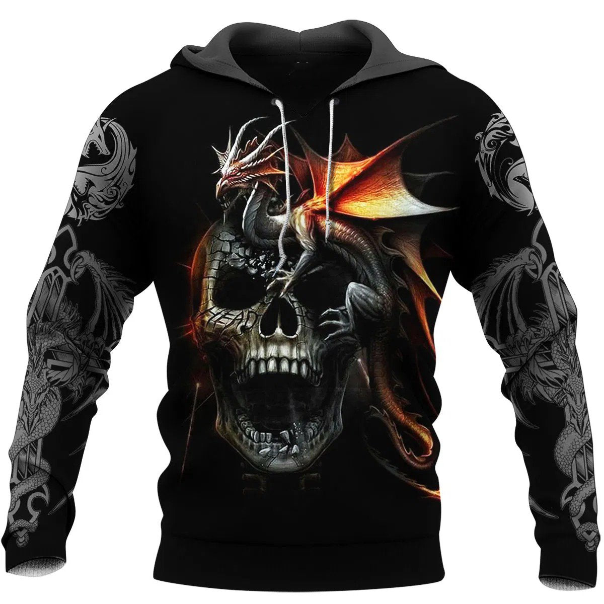 3D Tattoo and Dungeon Dragon Hoodie T Shirt For Men and Women NM050941-Apparel-NM-Hoodie-S-Vibe Cosy™