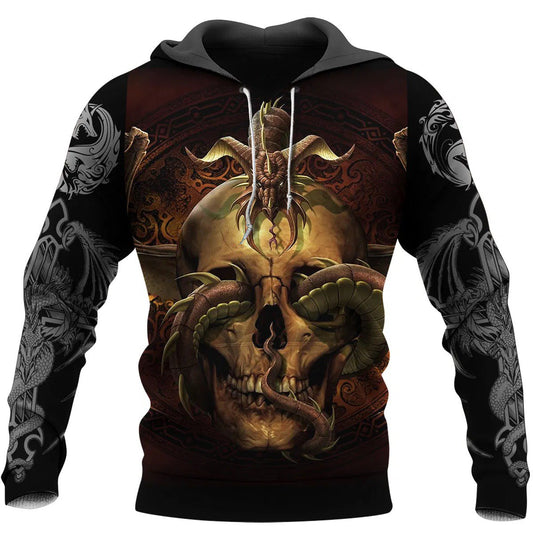 3D Tattoo and Dungeon Dragon Hoodie T Shirt For Men and Women NM050942-Apparel-NM-Hoodie-S-Vibe Cosy™