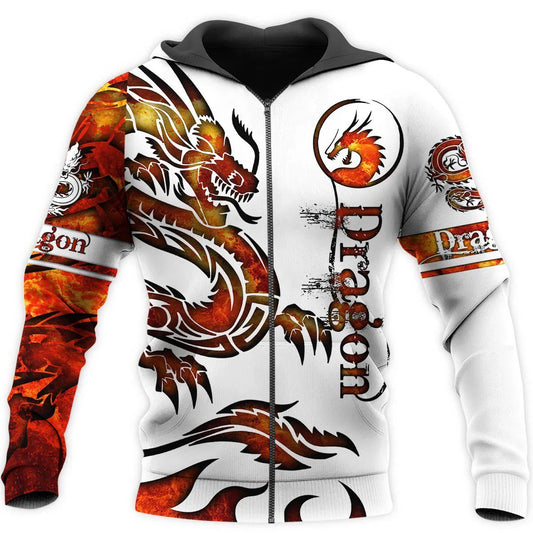 3D Tattoo and Dungeon Dragon Hoodie T Shirt For Men and Women NM050948-Apparel-NM-Zipped Hoodie-S-Vibe Cosy™