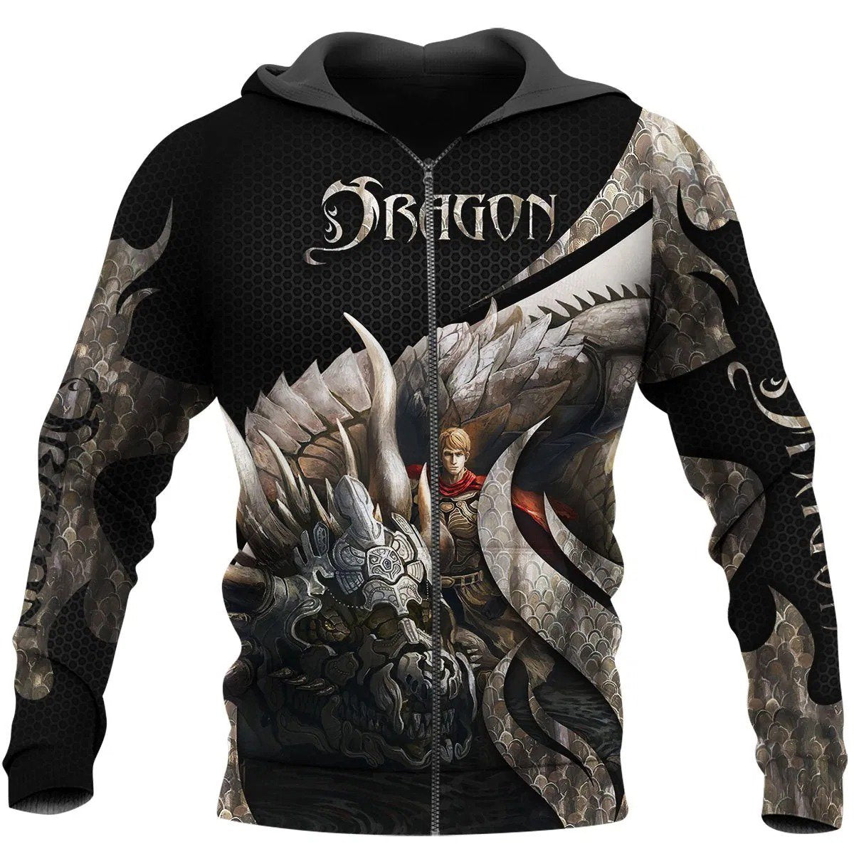 3D Tattoo and Dungeon Dragon Hoodie T Shirt For Men and Women NM050962-Apparel-NM-Zipped Hoodie-S-Vibe Cosy™