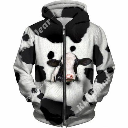 Lovely Dairy Cows Hoodie T-Shirt Sweatshirt for Men and Women NM121116-Apparel-NM-Zip hoodie-S-Vibe Cosy™