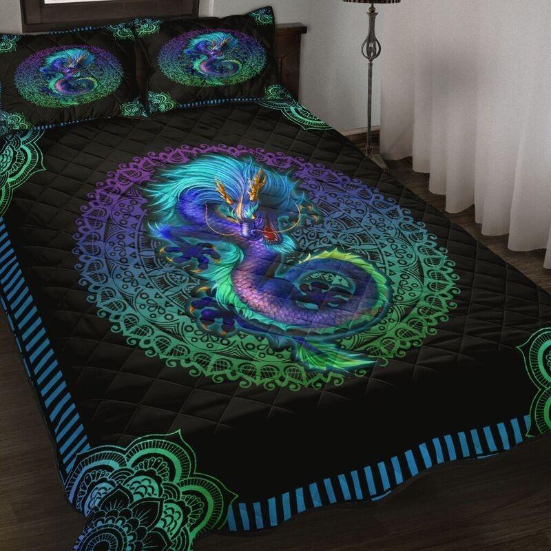 Colorful Mandala Dragon Quilt Bedding Set NM20042302-Quilt-NM-Queen-Vibe Cosy™