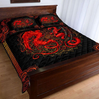 Red Mandala Dragon Quilt Bedding Set NM20042304-Quilt-NM-Queen-Vibe Cosy™