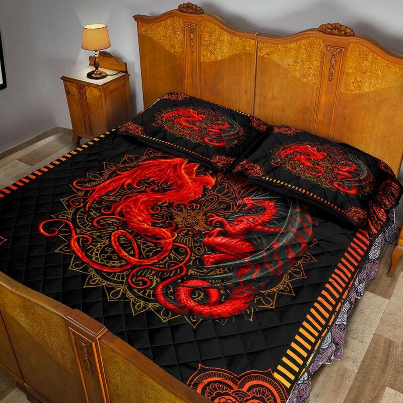 Red Mandala Dragon Quilt Bedding Set NM20042304-Quilt-NM-Queen-Vibe Cosy™