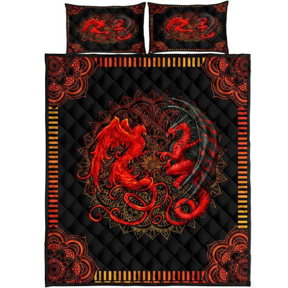 Red Mandala Dragon Quilt Bedding Set NM20042304-Quilt-NM-Queen-Vibe Cosy™