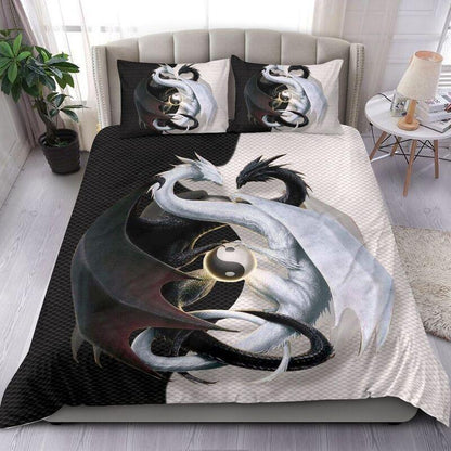 Black & White Dragon Bedding Set NM20042305-Quilt-NM-Queen-Vibe Cosy™