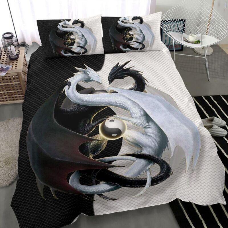 Black & White Dragon Bedding Set NM20042305-Quilt-NM-Queen-Vibe Cosy™