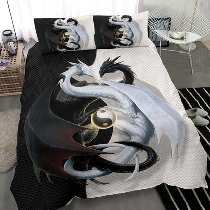 Black & White Dragon Bedding Set NM20042305-Quilt-NM-Queen-Vibe Cosy™
