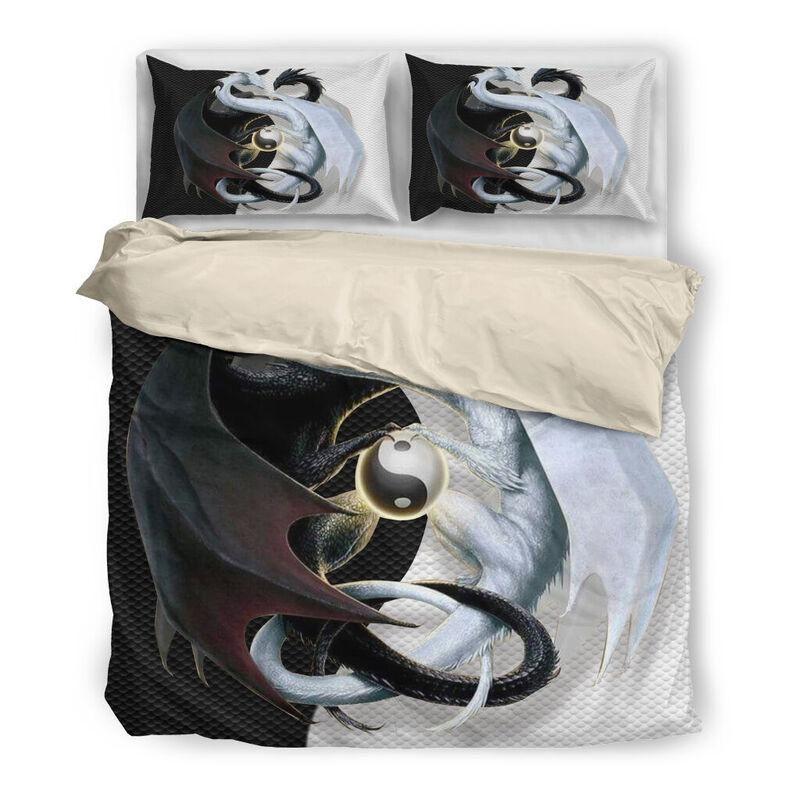 Black & White Dragon Bedding Set NM20042305-Quilt-NM-Queen-Vibe Cosy™