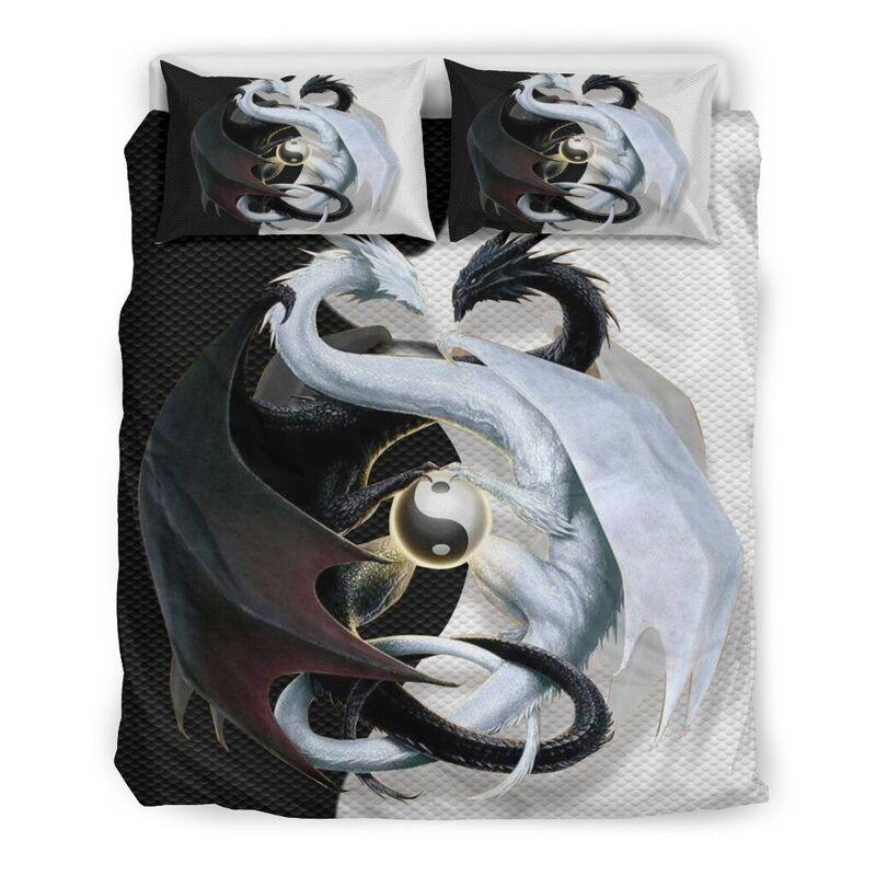 Black & White Dragon Bedding Set NM20042305-Quilt-NM-Queen-Vibe Cosy™