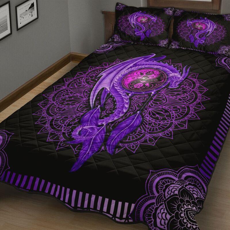 Purple Mandala Dragon Art Quilt Bedding Set NM20042502-Quilt-NM-Queen-Vibe Cosy™