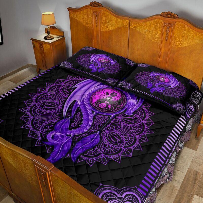 Purple Mandala Dragon Art Quilt Bedding Set NM20042502-Quilt-NM-Queen-Vibe Cosy™
