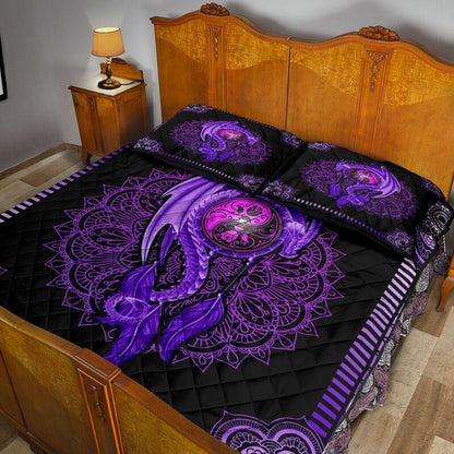 Purple Mandala Dragon Art Quilt Bedding Set NM20042502-Quilt-NM-Queen-Vibe Cosy™