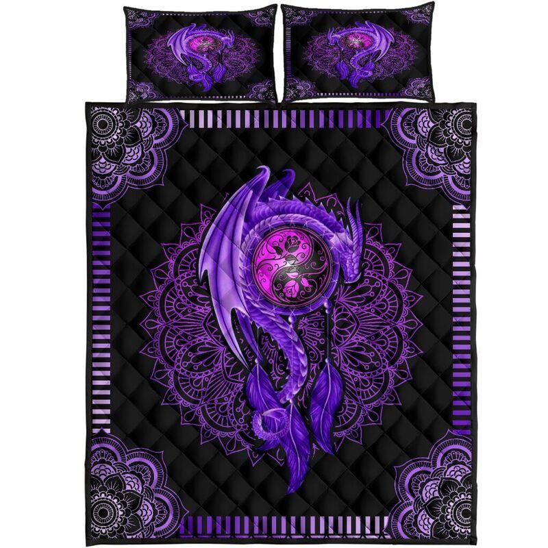 Purple Mandala Dragon Art Quilt Bedding Set NM20042502-Quilt-NM-Queen-Vibe Cosy™