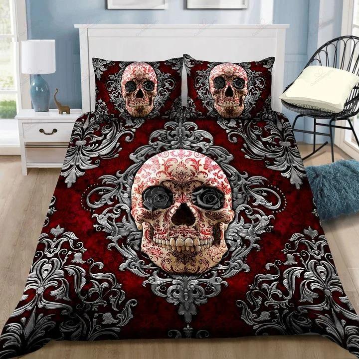 Red & Black Skull Art Bedding Set NM20070605-Bedding Set-NM-Twin-Vibe Cosy™