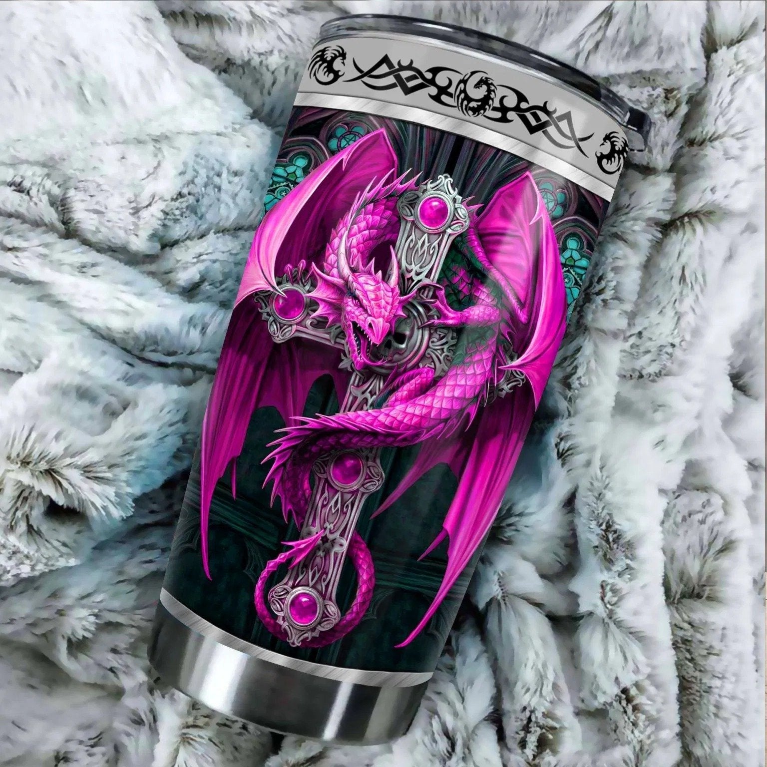 Dragon & Dungeon Tattoo Tumbler 20 Oz Pi020344-Tumbler-NM-Vibe Cosy™