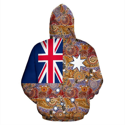 Australia Hoodie National Flag Aboriginal NNK 1406 - Amaze Style™-Apparel