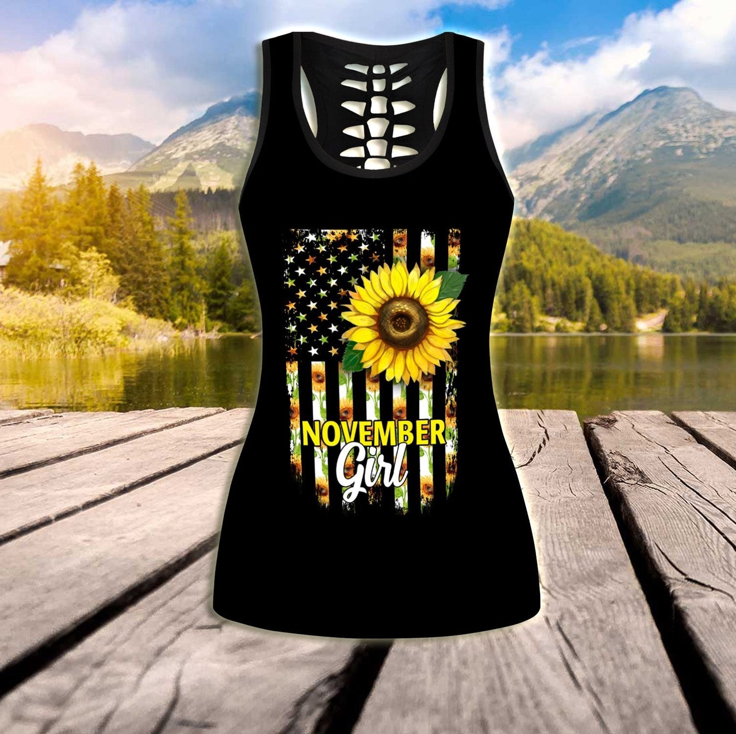 November Girl Sunflower Combo (Legging+Tank) TR14052011S - Amaze Style™-Apparel