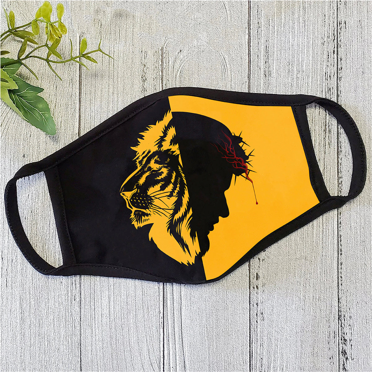 Christian Jesus and Lion Black Yellow Mask TT