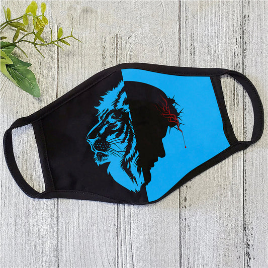 Christian Jesus and Lion Black Blue Mask TT