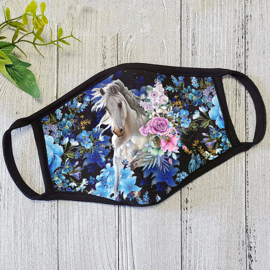 Horse Flower Themed Face Mask DL