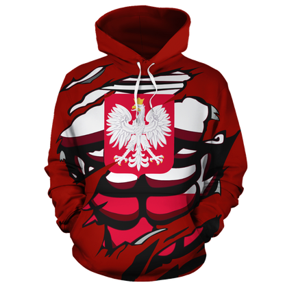 Poland In Me All Over Hoodie Red NVD1238  ! - Amaze Style™-Apparel