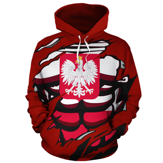 Poland In Me All Over Hoodie Red NVD1238  ! - Amaze Style™-Apparel