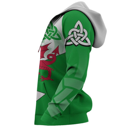 Wales Dragon Celtic Hoodie - Dentil Style NVD1280 - Amaze Style™-Apparel