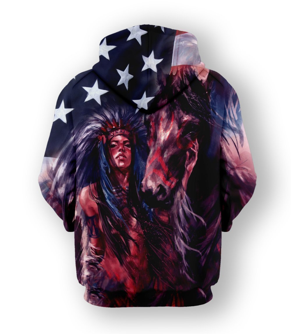 NATIVE AMERICAN PATRIOT HOODIE NVD1299 - Amaze Style™-Apparel