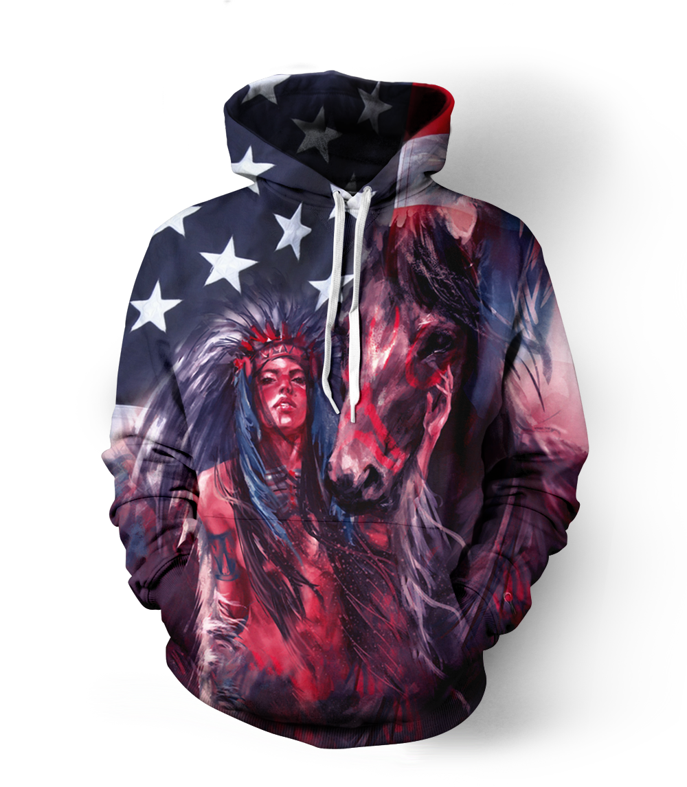 NATIVE AMERICAN PATRIOT HOODIE NVD1299 - Amaze Style™-Apparel