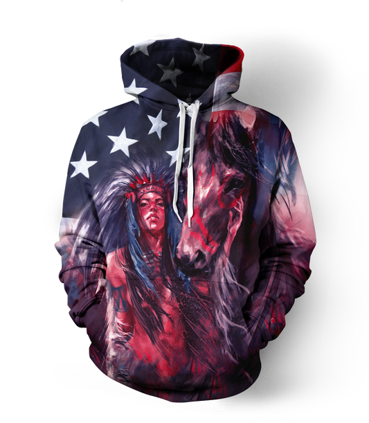 NATIVE AMERICAN PATRIOT HOODIE NVD1299 - Amaze Style™-Apparel