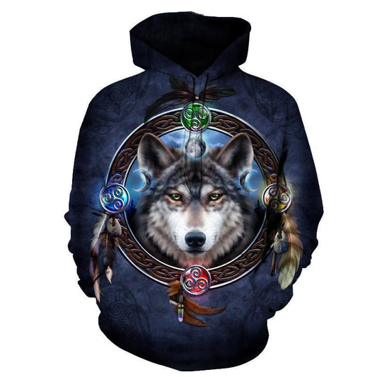 Magic Wolf Native American Pullover Hoodie NVD1301 - Amaze Style™-Apparel