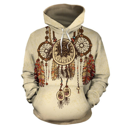 Native American Dreamcatcher Bison Feather All Over Hoodie NVD1308 - Amaze Style™-Apparel