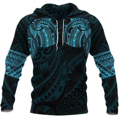 Polynesian Hoodie Tattoo Style Blue NVD1331 - Amaze Style™-Apparel